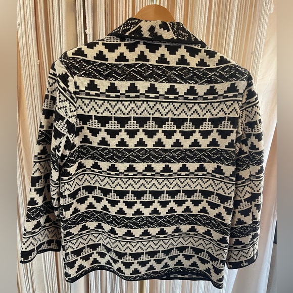 New Identity Black & White Patterned Cotton Jacket silver button southwestern - Picture 3 of 10
